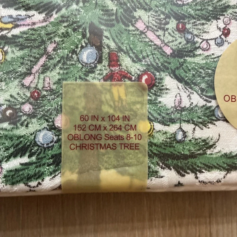 Spode Christmas Tree 60IN x 104IN Oblong Fabric Tablecloth NEW